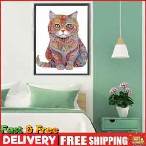 5D DIY Partial Special Shaped Drill Diamond Painting Color Cat Kit Decor 30x40cm - Picture 1 of 11