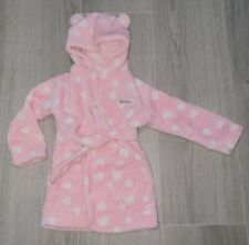 Baby Girls Pink Fleece Teddy Ears Dressing Gown Bath Robe Pyjamas 6-9 Months