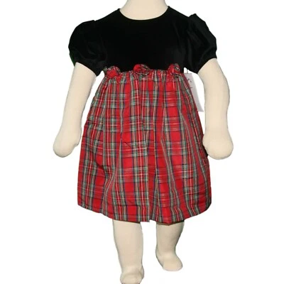 Conjunto de vestido para niñas pequeñas Fit & Flare manga corta a cuadros nuevo con etiquetas Foto 1 de 4