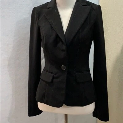 Blazer listrado preto cintilante - Imagem 1 de 4