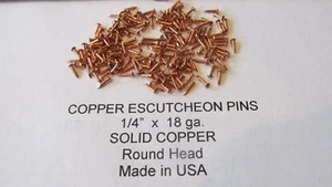 ESCUTCHEON PINS SOLID COPPER 300 pcs. 4/16" X 18 ga. U.S.A. WOOD / LEATHER new   - Picture 1 of 9