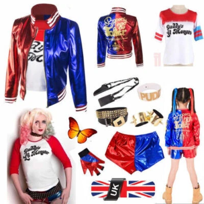 UK Adult Kids Halloween Cosplay Costume Harley Quinn Suicide Squad Fancy Dress # - Image 1 of 4
