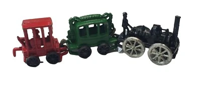 批量 3 件 Miniatures 娃娃屋 微缩模型 金属火车 汽车发动机 着色 复古 — 第 1/4 张图片