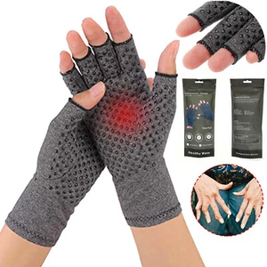 Par de guantes de cobre antiartritis soporte manual alivio del dolor compresión dedo P6 - Imagen 1 de 18