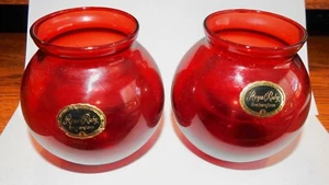 Pair Of Anchor Hocking Royal Ruby Ball Vases, Vintage, Original Label On Both - Picture 1 of 1