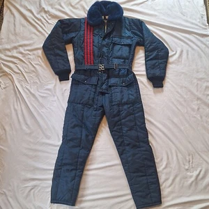 Vtg 3 Stripe WALLS Blizzard Pruf Coveralls Made in USA Snowsuit SKI Women's 18 - Picture 1 of 13