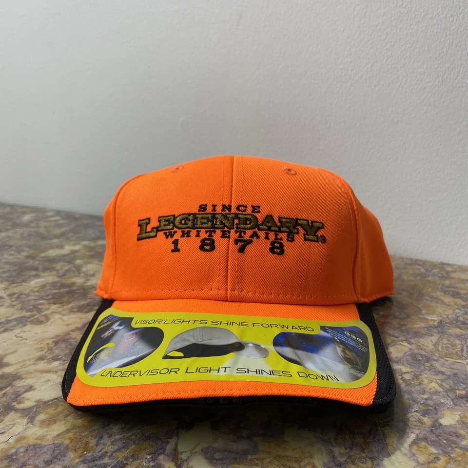 `LEGENDARY WHITETAILS TRAILBLAZER HIBEAM CAP HUNTER ORANGE VISOR LIGHTS NEW - Image 1 of 4