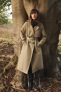 Zara Long Double-Breasted Classic Trench Coat Belted NWT Light Camel Size XS - Picture 1 of 7