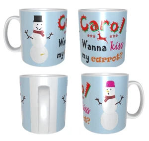 Taza de café personalizada TU NOMBRE His Her Christmas KISS MY ZANAHORIA regalo de Navidad - Imagen 1 de 14