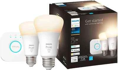 Philips - Hue A19 Bluetooth 75W Smart LED Starter Kit - White - Image 1 of 4