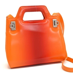 Salvatore Ferragamo 2way Bag Shoulder Wanda Orange Red Gancini Salvator Ferr - Picture 1 of 9