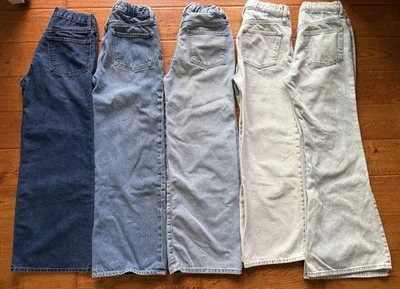 Lote de 5 Jeans Antiguos Azul Marino Niña Juvenil Talla 14 Acampanados Sueltos Piernas Anchas Foto 1 de 4