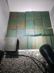 33 Volumes Antique Little Leather Library Green Mini Books - Picture 1 of 7