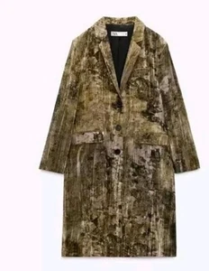 Zara Tie Dye Velvet Long Coat Brown REF 2475/004 RRP £109 Size S Small RARE - Picture 1 of 10