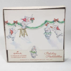 Sello 12 postales navideñas vintage elefantes guirnalda colgante y decoración - Imagen 1 de 4