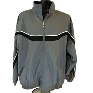 Prince Tennis Vintage 90's Warm Up Full Zip Jacket Windbreaker Large Gray Black - Picture 1 of 8