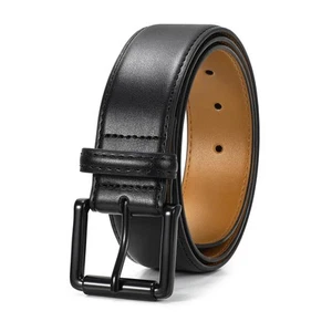 Men Leather Belt Mens Dress Belt Pin Buckle for Jeans Pants Casual - Picture 1 of 5