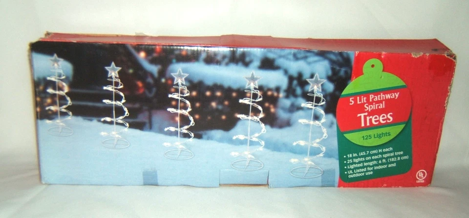 Spiral Christmas Tree Pathway Lights 5 Pack Pre-Lighted - New in Box - Working - Image 1 of 4