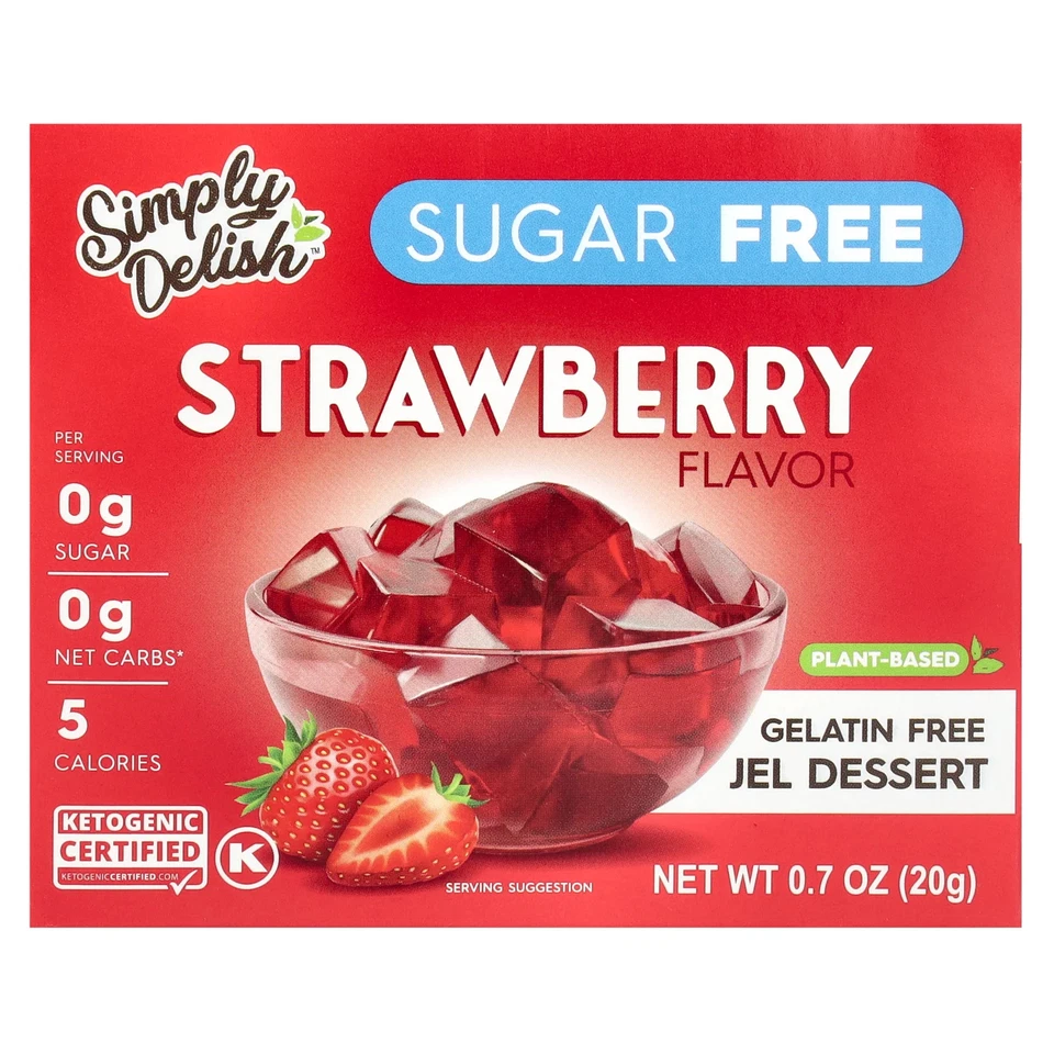Simply Delish Strawberry Jel Dessert 0.7 Ounce 6 per Case.