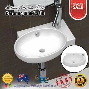 Ceramic Hand Wash Bathroom Basin Above Counter Wall Sink Bowl with Overflow Hole - Picture 1 of 8