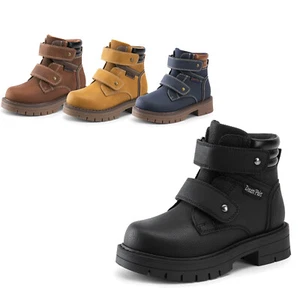 Kids Boys Girls Ankle Boots Classic Style Vegan Leather Side Zipper Dress Boots - Picture 1 of 23