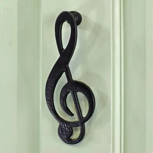 Treble Clef Musical Note Door Knocker In Black - Picture 1 of 2