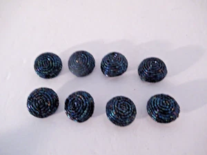 Botones de vidrio con cuentas vintage caña azul iridiscente 7/8" (8) - Imagen 1 de 3