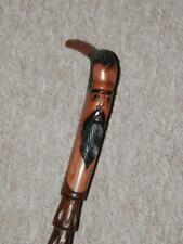 Vintage Jamaka Rustic Walking Stick/Cane W/ Hand-Carved Man - 103cm