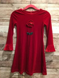 THE CHILDRENS PLACE STRETCH RED VELOUR DRESS FLOWER 4 YEARS VELVET VALENTINES DA - Picture 1 of 3