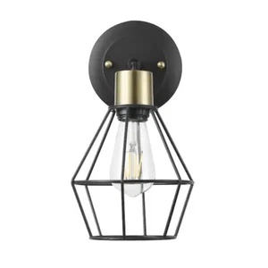 Hampton Bay Bryson 1-Light Matte Black and Brass Wall Sconce 65741 - Picture 1 of 5