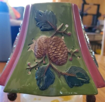 Tarro de cerámica sombra de velas piñas vacaciones de invierno Navidad sombra solo vintage Foto 1 de 4