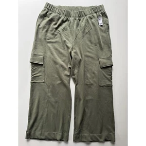 GAP Soft Cargo Sweatpants Womens XXL 2XL Wide Leg Mesculen Green Relaxed Lounge - Picture 1 of 15