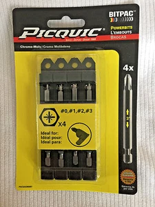 PICQUIC BITPAC POZIDRIV bit set: 4 pc set - #0 #1 #2 #3 - Picture 1 of 4