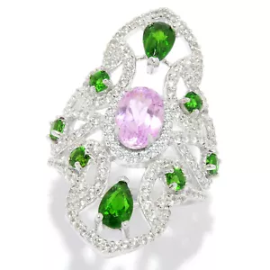 Anillo de escudo diópsido de kunzita y cromo Meher's Jewelry ¡¡CASI DESAPARECIDO!!¡! - Imagen 1 de 4