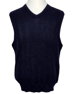 Talbots Hombres L Alpaca Suéter Chaleco Pullover Tejido Sin Mangas Azul Marino Foto 1 de 4