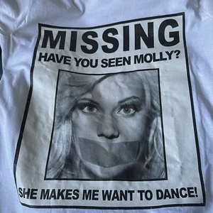 Rave T Shirt Missing Molly White Long Sleeve Graphics on Front Ladies Med - Picture 1 of 14