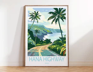 Hana Highway Maui Travel Poster, Hawaii Wall Art - Picture 1 of 4