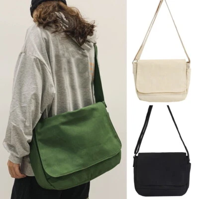 UK Women Men Messenger Bag Canvas Cross Body Shoulder Bag Utility Travel Work