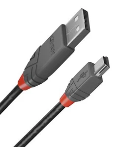 Lindy 2m USB 2.0 Type A to Mini-B Cable Anthra Line Pro Range Double Shielded. - Picture 1 of 5