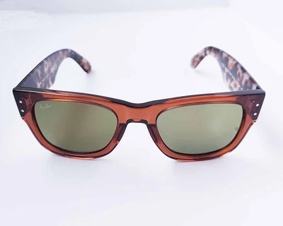 Ray-Ban Sunglasses RB0840S Mega Wayfarer Transparent Brown Frame Gold Lens 51mm - Image 1 of 4