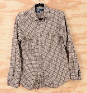 Polo vintage Ralph Lauren Benford a quadri vestibilità classica L/S camicia abbottonata uomo M - Foto 1 di 10
