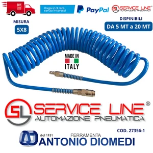 SERVICE LINE TUBO ARIA COMPRESSA FLESSIBILE A SPIRALE PER COMPRESSORE 5-10-20 MT - Foto 1 di 2