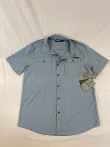 Free Country Large Button Up Shirt Lightweight Blue Quick Dry Casual Dress NWT - Picture 1 of 7