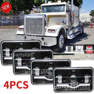 4x DOT Approved 4x6''LED Headlights Hi/Lo DRL Fit Freightliner FLC/D Classic XL - Image 1 of 4