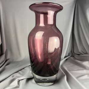 Vintage Hand Blown Amethyst Purple Glass Vase 10" Clear Base Decor - Picture 1 of 6