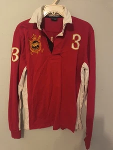 Ralph Lauren Sport Rugby Shirt Mens XL Red Spell Out Logo Challenge * RUNS small - Picture 1 of 4