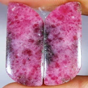 39.15 Carat. NATURAL RHODONITE PAIR CABOCHON (11 X 27 x 03 MM) LOOSE GEMSTONE - Picture 1 of 6