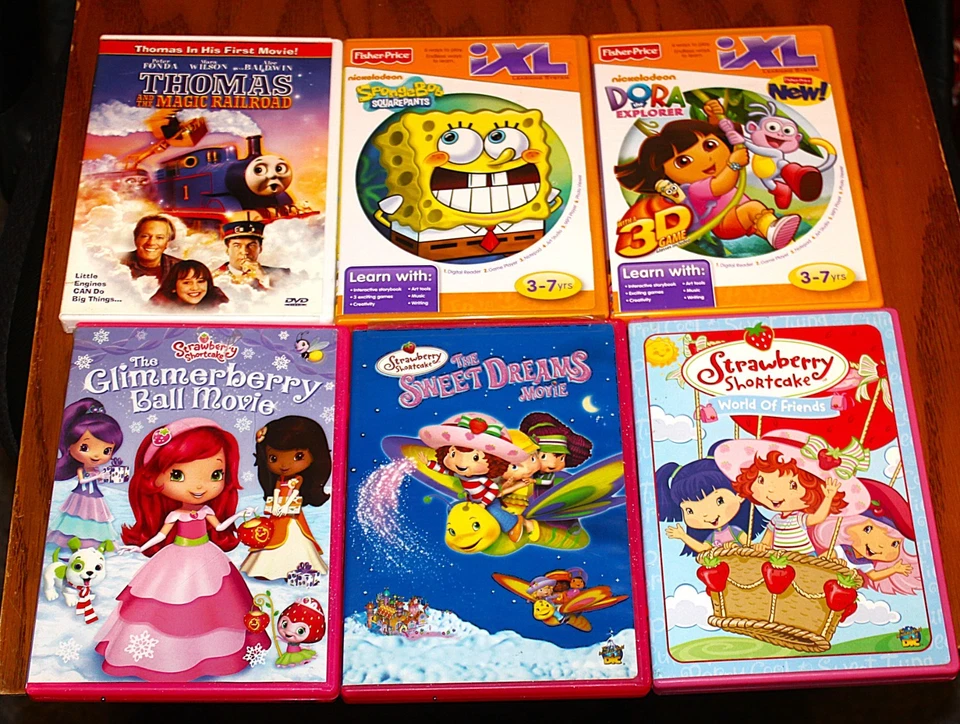 DVD LOT 6: STRAWBERRY SHORT CAKE, DORA, SPONGEBOB SQUAREPANTS, THOMAS & FRIENDS - Image 1 of 1