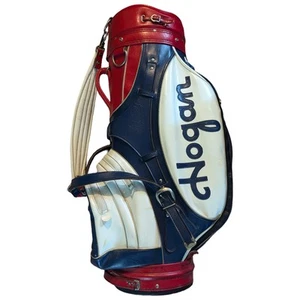 Vintage Ben Hogan Leather Golf Bag Rare Bag Red White Blue - Good Shape - Picture 1 of 10