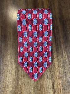 ROBERT TALBOTT Studio Silk Tie Geometric Red W3.75xL58 Made in USA - Picture 1 of 4